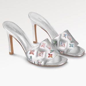 LOUIS VUITTON REVIVAL MULE Silver Monogram sz 39 NIB $1100.00